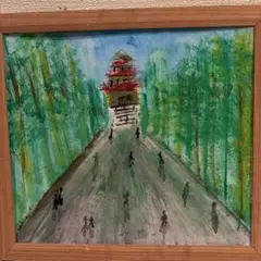 秋の風景 水彩画 金色フレーム - メルカリ