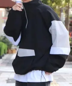 ILL'S ビッグシルエット トラックジャケット ナイロンブルゾン M ブラック