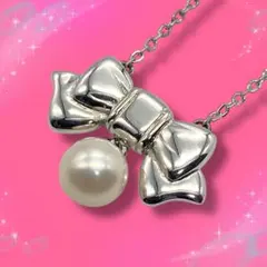 《美品》 ミキモト ネックレス パール リボン SV925 箱付きのサムネイル