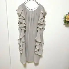 575【ビームスライツ】ノースリーブフリル袖セレモニーワンピース　S