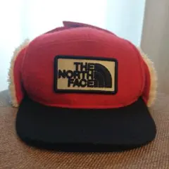 お値下げ☆美品☆THE NORTH FACE キッズ耳当て付き帽子 赤黒KL