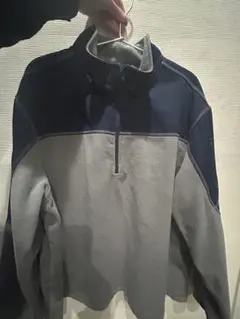 ハーフジップ フリース トレーナー グレー/ネイビー