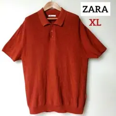 ザラ　ZARAコットン ニットポロシャツ テラコッタカラーXLのサムネイル