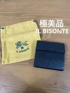 【極美品】IL BISONTE ブラックレザー コンパクト三つ折り財布