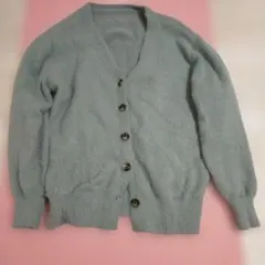 ミント　ニットカーディガン 長袖 Vネック