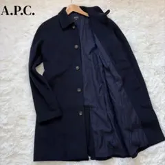 美品 A.P.C. ステンカラーコート ウールカシミヤ XS ネイビー