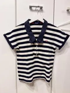 FRED PERRY ネイビー/ホワイト ストライプ ポロシャツ S