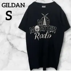 美品 GILDAN バンドT風 プリントT 黒 ロック 半袖 ユニセックス