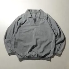 希少 90s アディダス 万国旗タグ 後染め ドリルトップ M グレー 刺繍ロゴ