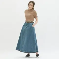 美品　GU デニムフレアロングスカート