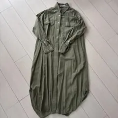 Jena ロングシャツワンピース カーキ 長袖