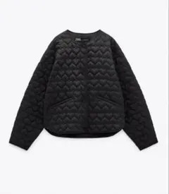 ZARA ハートキルティングジャケット M ブラック