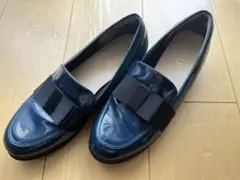 ネイビー リボン付きローファー 24.5㎝