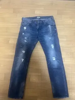 BAYFLOW ダメージ加工テーパードデニム