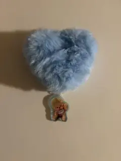 Monchhichi モンチッチ ふわふわハートチャーム 水色