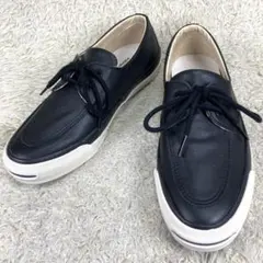 『未使用級』コンバース ジャックパーセル モカシン スニーカー ブラック レザーのサムネイル