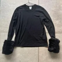 noir kei ninomiya トップス 長袖 袖ファー ウール ブラック