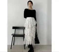 Sustainableプリーツティアードロングスカート（DOT）　スナイデル