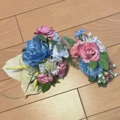 フラダンス　ヘアクリップ　タヒチアンダンス　髪飾り　パレットローズ　シンビジウム