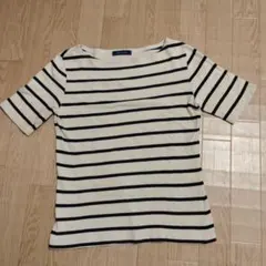 Spick & Span 半袖Tシャツ ベージュ紺色ストライプのサムネイル