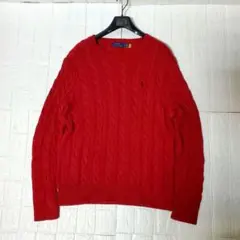 現行タグ POLO RALPH LAUREN ケーブルニット L ワインレッド