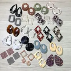 No.57 イヤリング ピアスパーツセット 多様なデザインと色 アクリルパーツ