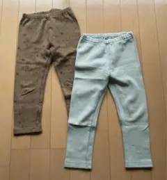 水色と茶色の裏起毛　ユニクロ　100cmパンツセット