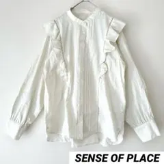 センスオブプレイス F ストライプフリルブラウス シャツ レディース