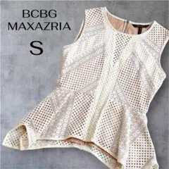 美品 BCBGMAXAZRIA ペプラム ノースリーブトップス レース お洒落のサムネイル