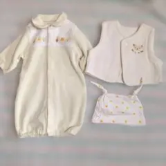 ホワイトロンパース・ベスト・帽子セット50〜60