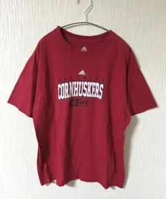 US古着 adidas アディダス ネブラスカ カレッジロゴTシャツ レッド