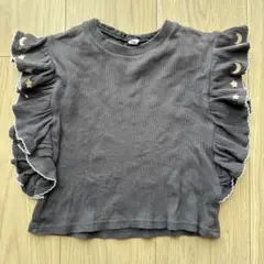 コトリ フリル付き グレーTシャツ