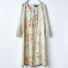 タグ付き★スーナウーナ 洗える シフォンフラワーワンピース 38 花柄 M