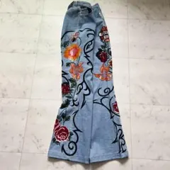 希少　エスカーダ　ESCADA　スパンコール　フレアデニム　高級刺繍のサムネイル