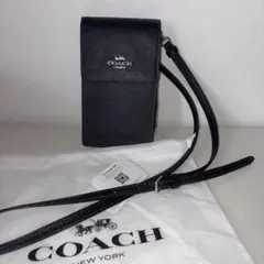 COACH ブラック スマホショルダーバッグ