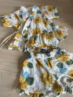 après les cours ひまわり柄 甚平 80cm