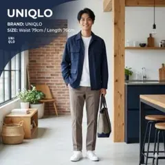 洗える ストレッチ UNIQLO 感動パンツベージュ ウエスト79 413165