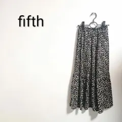 S841 fifth プリーツスカート ブラック ホワイト ロングスカート