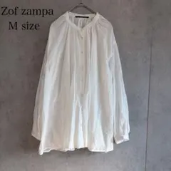 Zof zampa organic コットン100% ギャザーブラウス 白 Mのサムネイル