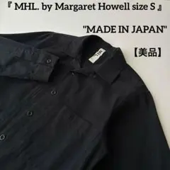 美品 日本製 MHL. ブラック コットン オープンカラー 長袖 シャツ Sのサムネイル