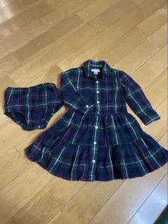 Ralph Lauren 18M ネイビー系チェック ワンピースセット
