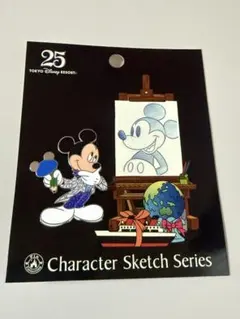 東京ディズニーランド25周年 キャラクタースケッチシリーズ ピンバッジ ミッキー