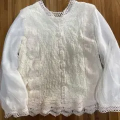 値下げします！アイボリー レース シャツ バルーンスリーブ 長袖