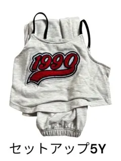 1990刺繍グレーセットアップ 5Y