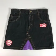 子供服 100㎝ ベビードール スカート コーデュロイ 黒 ワッペンF1A208