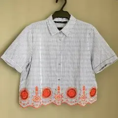 【2点セット】ZARA ストライプ刺繍シャツ ＆ SHEIN キャミソールのサムネイル