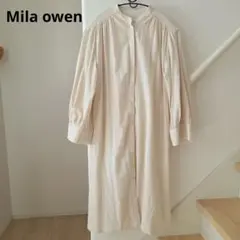 Mila Owen マキシ丈 ロングワンピース ベージュ タック 美シルエット 