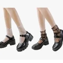 レースソックス2足セット ホワイト・ブラック