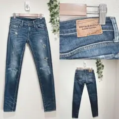 【ラルフローレン】デニム&サプライ スキニー ダメージデニムパンツ 24/30