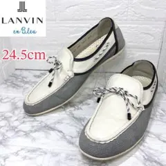 ✨美品✨LANVIN en Bleu スリッポン 本革 ホワイト 24.5cm